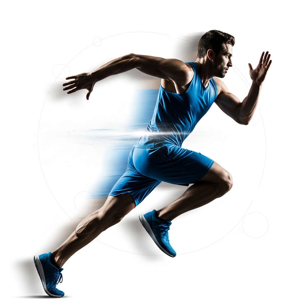 Corredor homem em postura de sprint